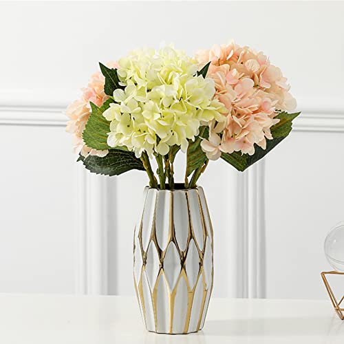 SGKOMN Flower Vases,White Vases Green Ceramic Flower Vases with Golden Decor, Modern Decoration for Hotel Decor,Vases for Flowers (Green-11 * 20.5CM)