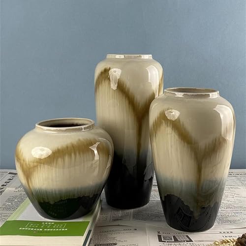 Jarrón de jarrón de decoración rústica de la Granja Buqueo Vaso de cerámica para césped de Pampas, Adorno para la Tienda de Ropa de Restaurante (tamaño: 16 * 26.5cm)