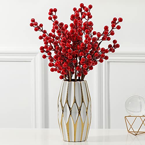 SGKOMN Flower Vases,White Vases Green Ceramic Flower Vases with Golden Decor, Modern Decoration for Hotel Decor,Vases for Flowers (Green-11 * 20.5CM)