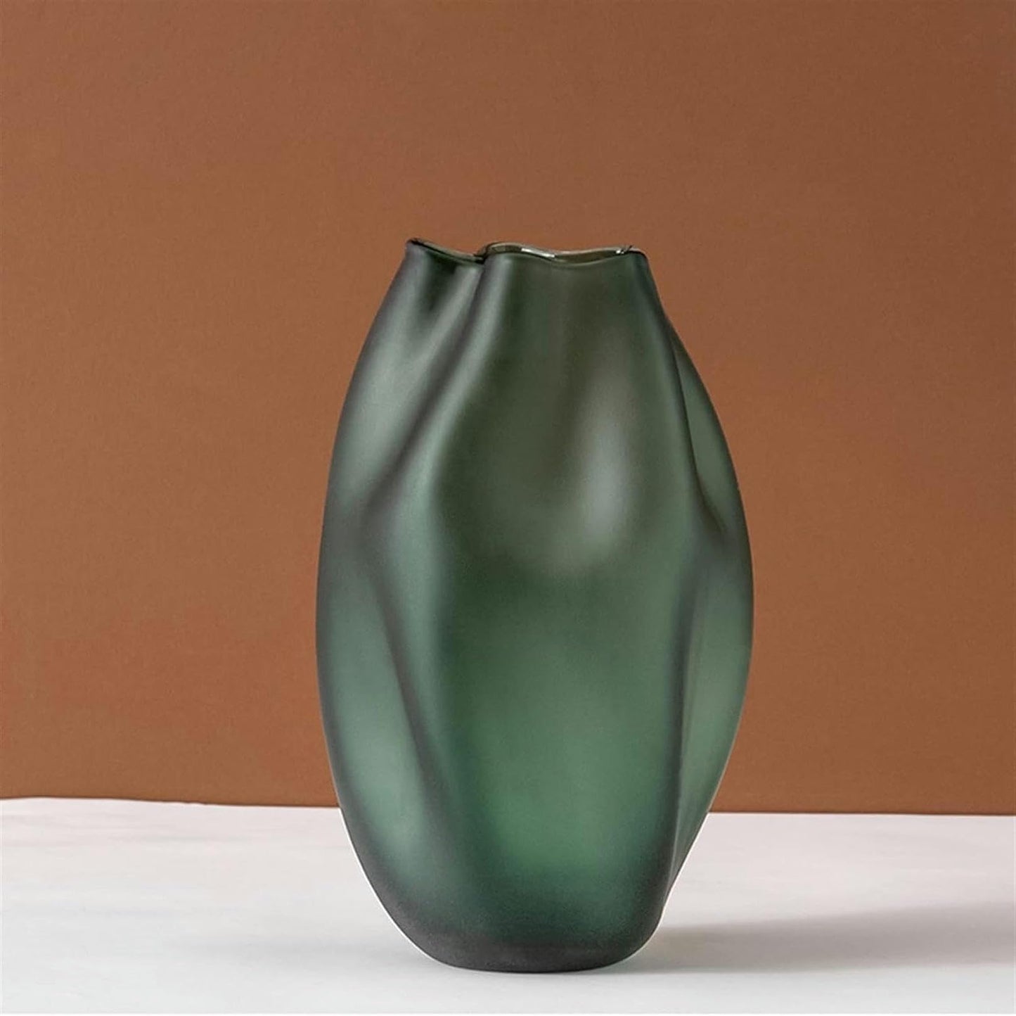 FKINGLRK Glass Vase Modern Green Geometric Decorative Flowers Arrangement Vase 15.15 Inch Large Decor Flower Vase Home Living Room Dining Table Ornament For Livi ()