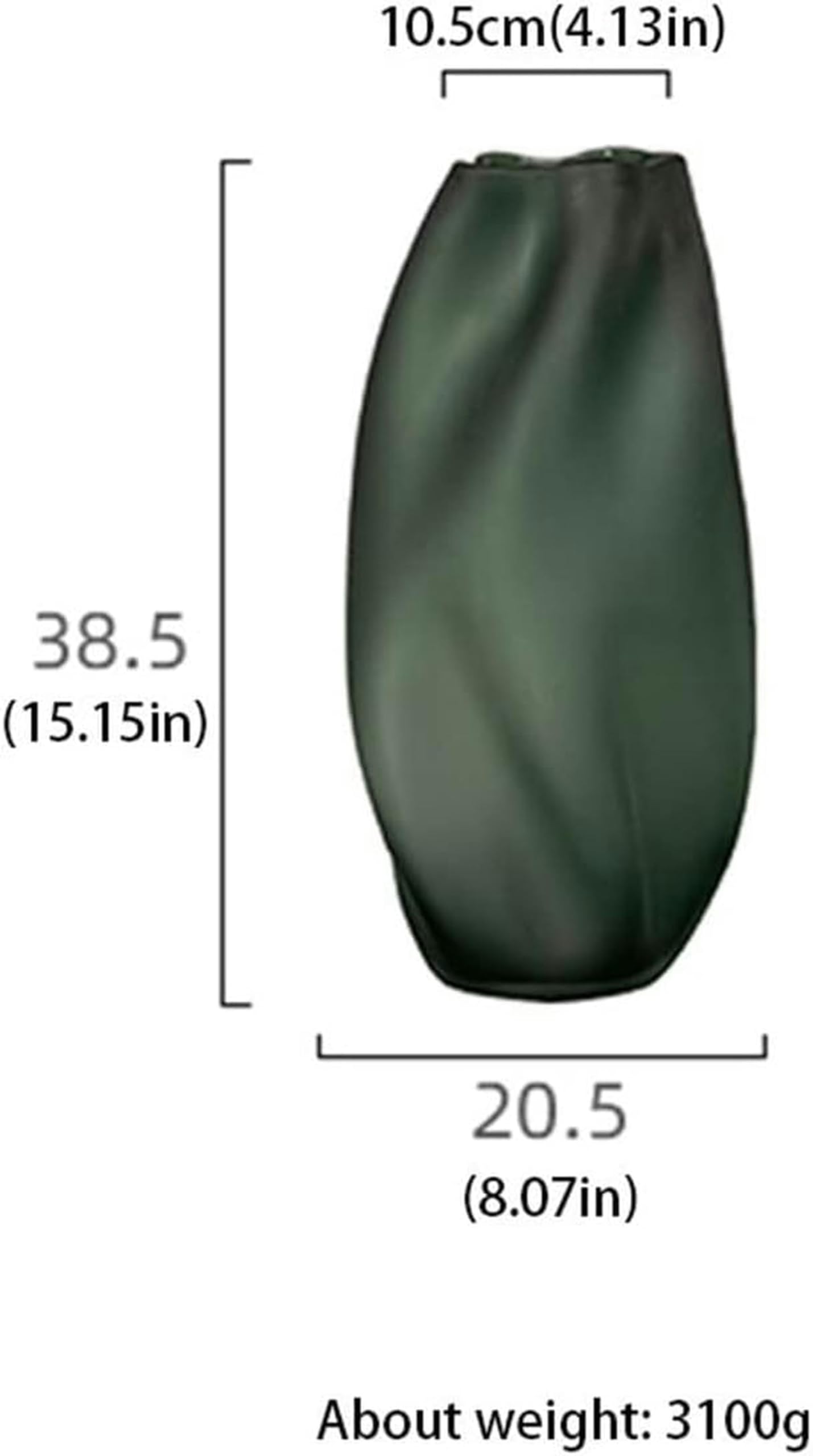 FKINGLRK Glass Vase Modern Green Geometric Decorative Flowers Arrangement Vase 15.15 Inch Large Decor Flower Vase Home Living Room Dining Table Ornament For Livi ()