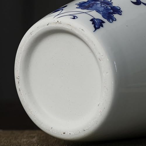Jarrón Azul y de Porcelana, Adornos Decorativos de Adornos de cerámica de Estilo para Flores, Decoraciones de Habitaciones para la Oficina en casa (Color: predeterminado)