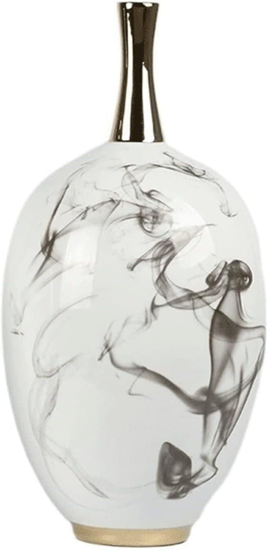 Jarrón para decoración jarrón de cerámica Nueva Tinta China Pintada jarrones de Porcelana de 16.9 Pulgadas jarrón de Flores de decoración Grande (tamaño: a, Color :)