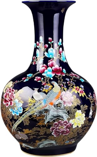 Jarrones Decoración del hogar Vase de cerámica de cerámica 22.8 Pulgadas Jarrón de Porcelana Grande de Porcelana Retro Retro Vasales (Color: predeterminado)