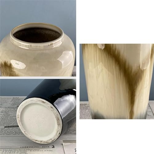 Jarrón de jarrón de decoración rústica de la Granja Buqueo Vaso de cerámica para césped de Pampas, Adorno para la Tienda de Ropa de Restaurante (tamaño: 16 * 26.5cm)
