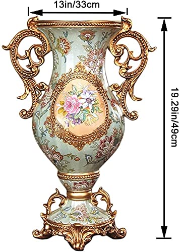 Retro Resin Large Vase for Flowers Living Dining Vase Ornament Home Kitchen Room Table Centerpiece Bedroom Office Hotel Home Decoration Tall Giant Personalised Flowers Vases Decorate Blue
