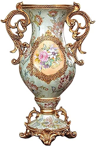 Retro Resin Large Vase for Flowers Living Dining Vase Ornament Home Kitchen Room Table Centerpiece Bedroom Office Hotel Home Decoration Tall Giant Personalised Flowers Vases Decorate Blue