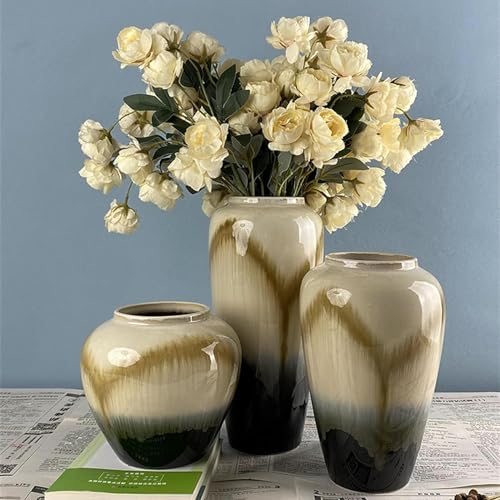 Jarrón de jarrón de decoración rústica de la Granja Buqueo Vaso de cerámica para césped de Pampas, Adorno para la Tienda de Ropa de Restaurante (tamaño: 16 * 26.5cm)