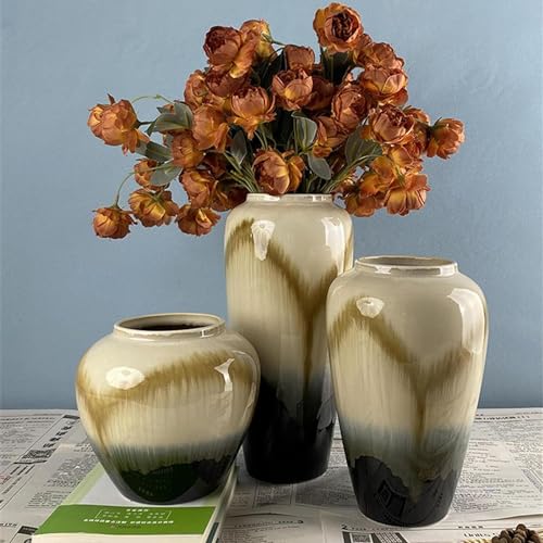 Jarrón de jarrón de decoración rústica de la Granja Buqueo Vaso de cerámica para césped de Pampas, Adorno para la Tienda de Ropa de Restaurante (tamaño: 16 * 26.5cm)