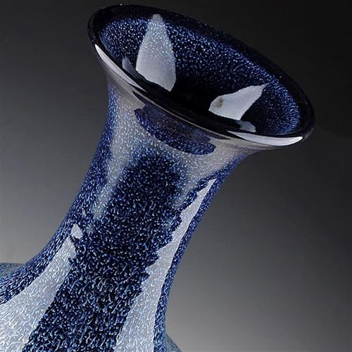 Jarrones Decoración Decoración del hogar Porcelana Exquisito Blue Ceramic Jarrón de cerámica Garrón de Interior para jarrones de Flores del Porche (Color: predeterminado)