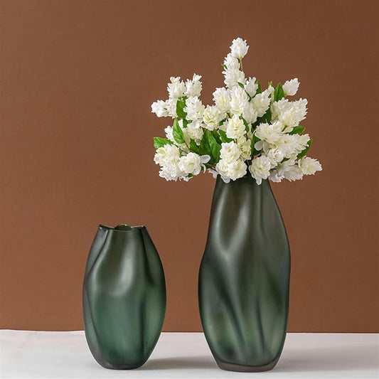 FKINGLRK Glass Vase Modern Green Geometric Decorative Flowers Arrangement Vase 15.15 Inch Large Decor Flower Vase Home Living Room Dining Table Ornament For Livi ()