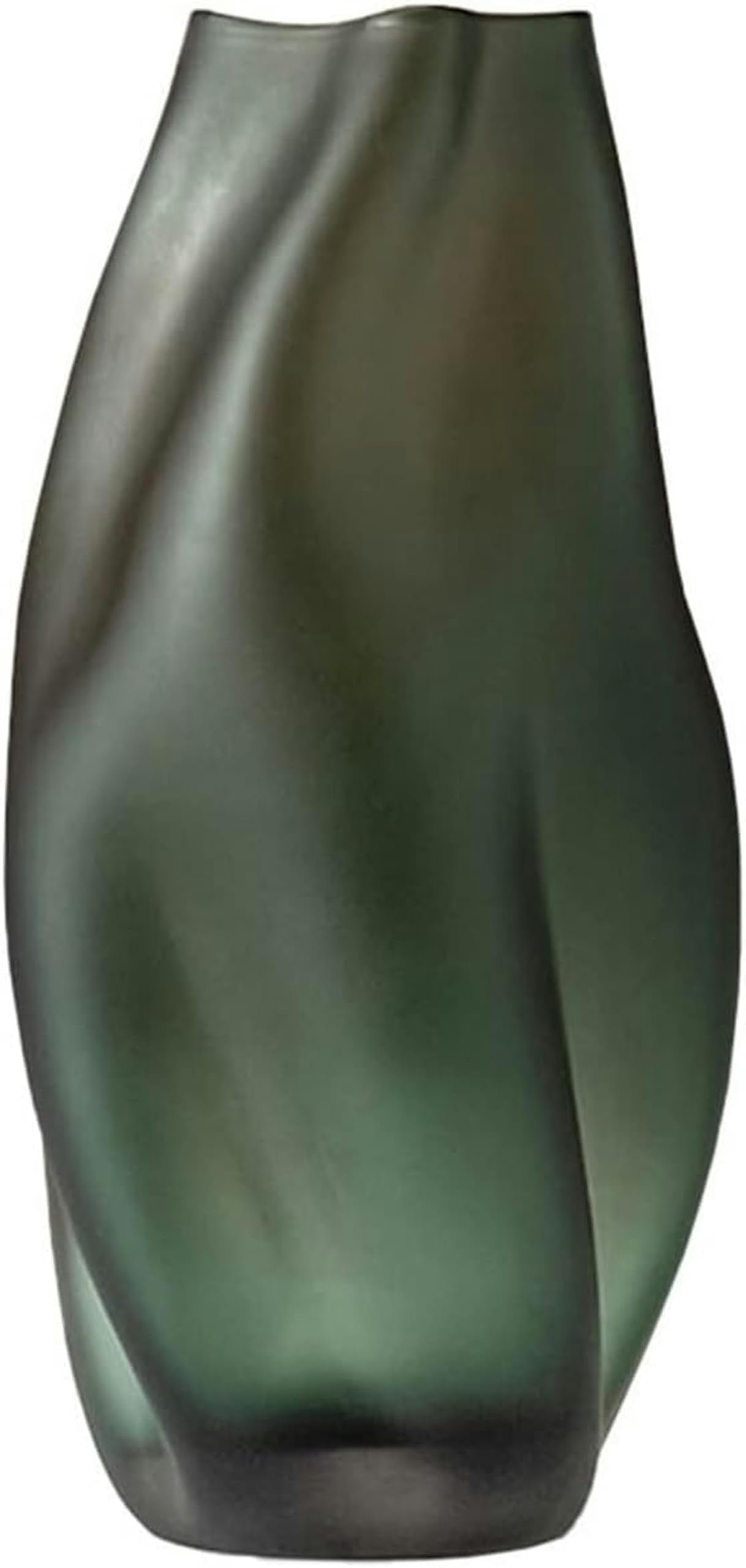 FKINGLRK Glass Vase Modern Green Geometric Decorative Flowers Arrangement Vase 15.15 Inch Large Decor Flower Vase Home Living Room Dining Table Ornament For Livi ()