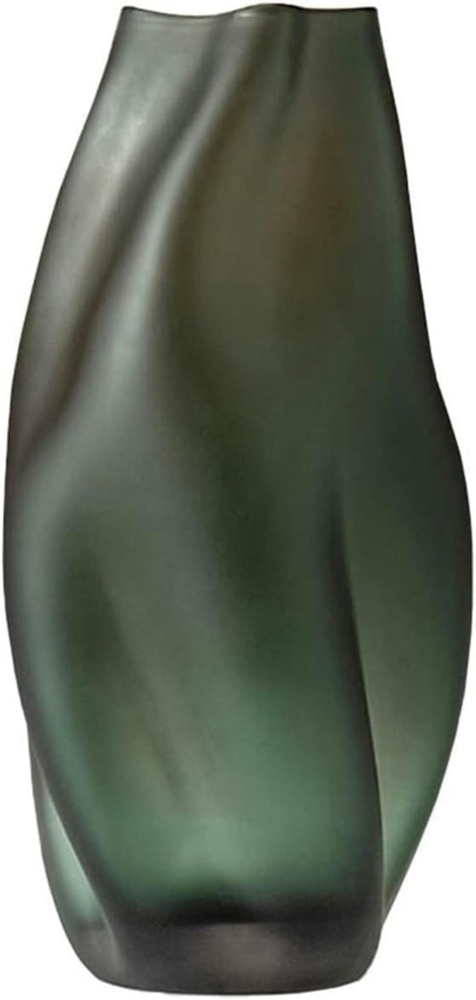 FKINGLRK Glass Vase Modern Green Geometric Decorative Flowers Arrangement Vase 15.15 Inch Large Decor Flower Vase Home Living Room Dining Table Ornament For Livi ()